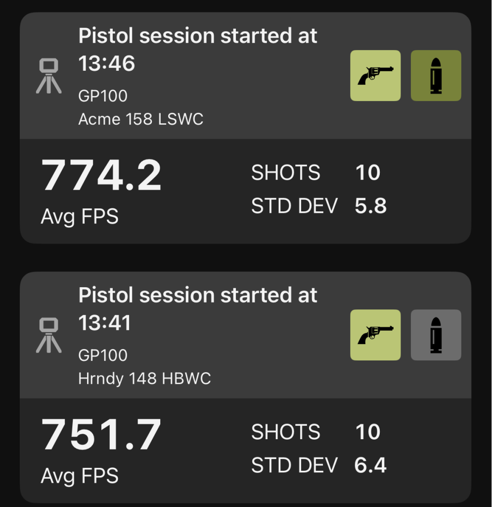 Updated Garmin Shotview history log with both pistol and ammunition selected